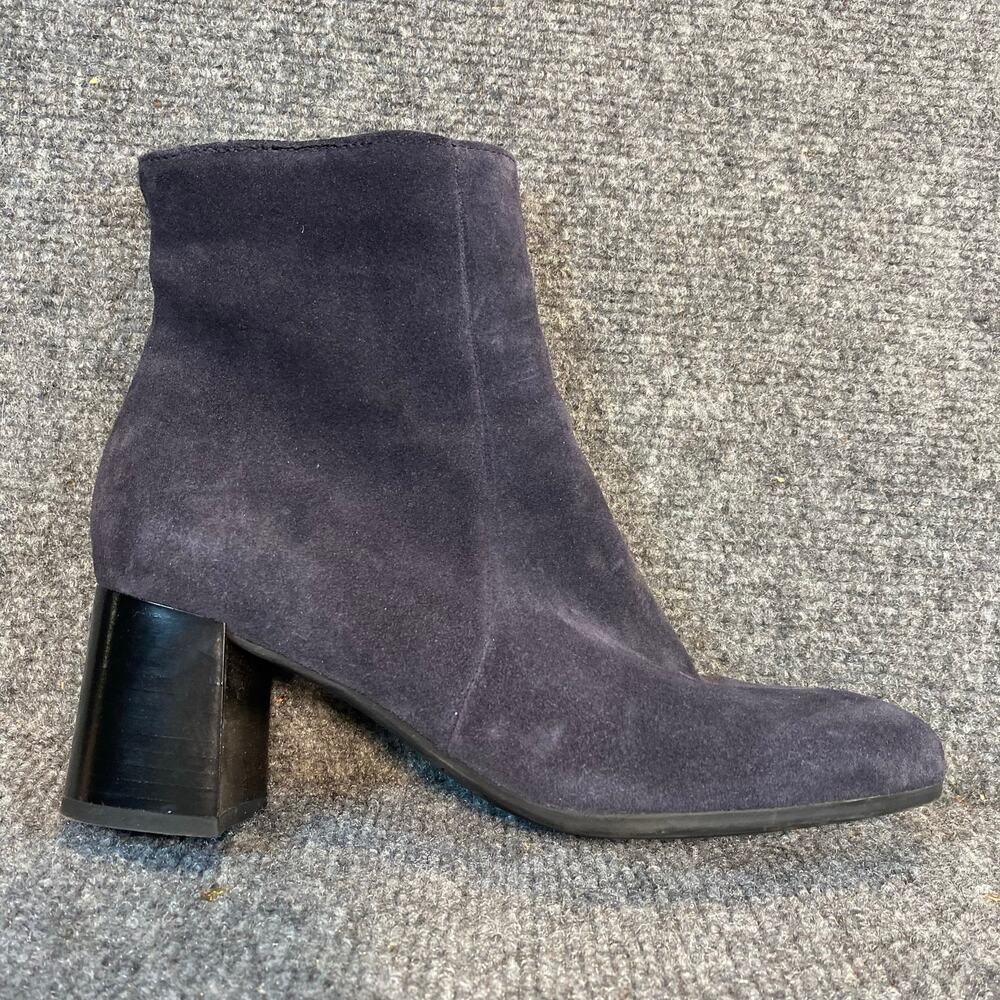 La Canadienne Navy Blue Suede Ankle Boots Waterproof Heel Zip Booties Womens 8